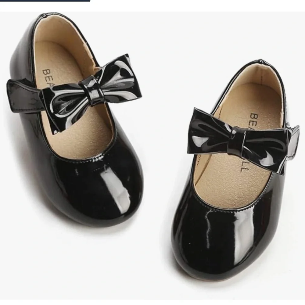 Felix & Flora Black Shiny Patent Leather Shoes with Bow 5 Toddler Girl